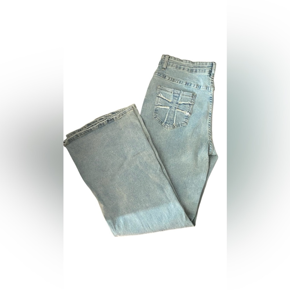 Romwe cross bootcut jeans